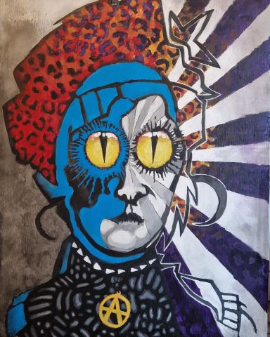 Shop sign oil on board 42 x 60 cm